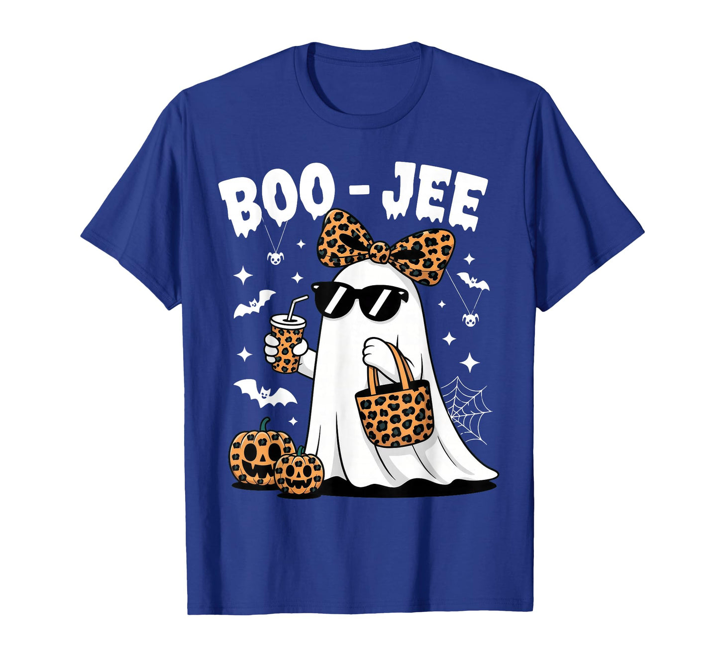 Coquette Leopard Ghost Coffee Boo JEE Halloween Boujee Ghost T-Shirt