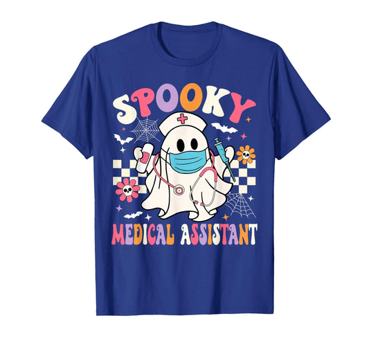 Spooky Medical Assistant Halloween Groovy Med Assistant T-Shirt