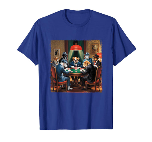 Dogs in Suits Playing Poker Mafia Style Vibes Dog Gambling T-Shirt
