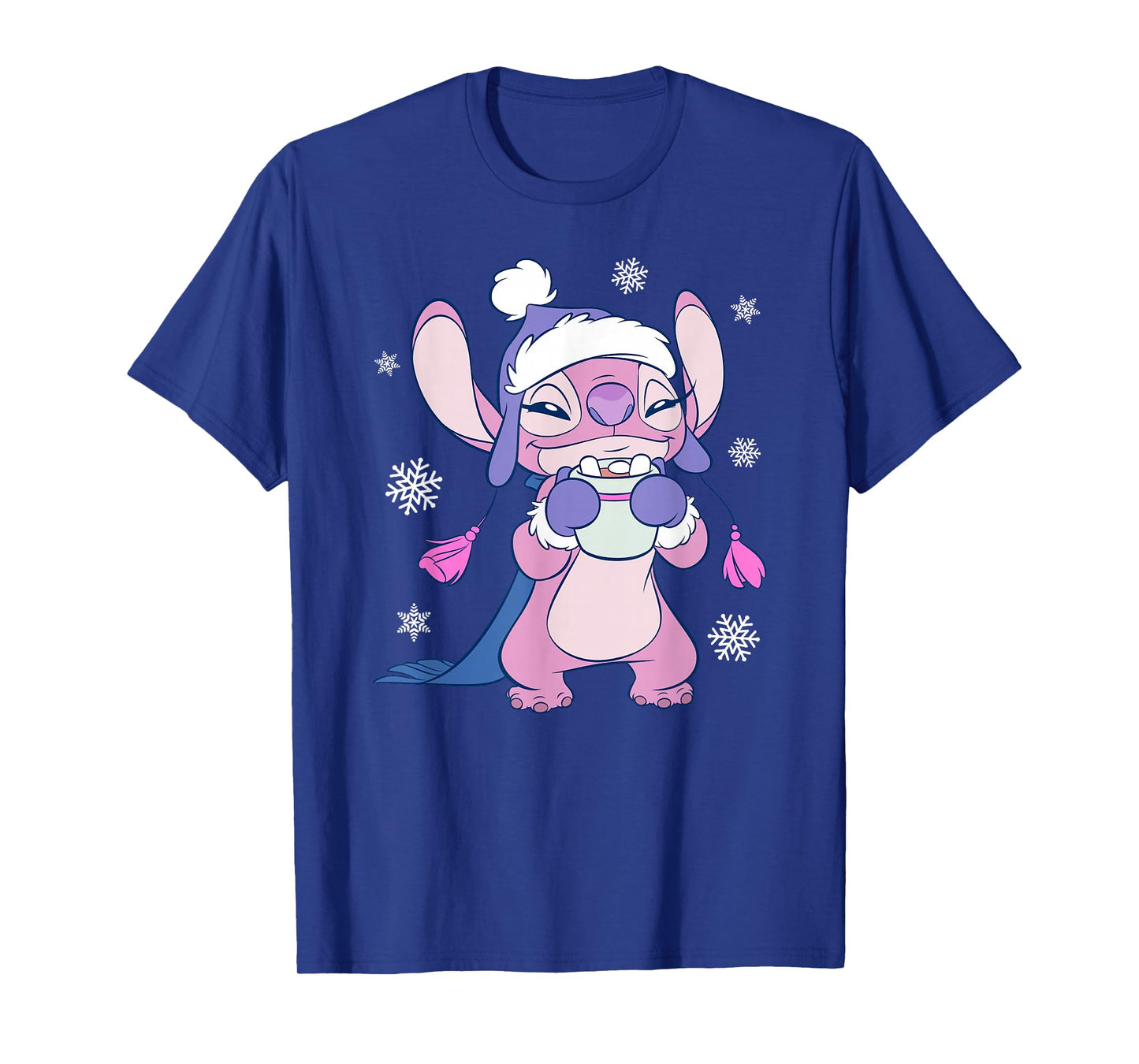 Disney Lilo & Stitch Christmas Angel Enjoying Hot Chocolate T-Shirt