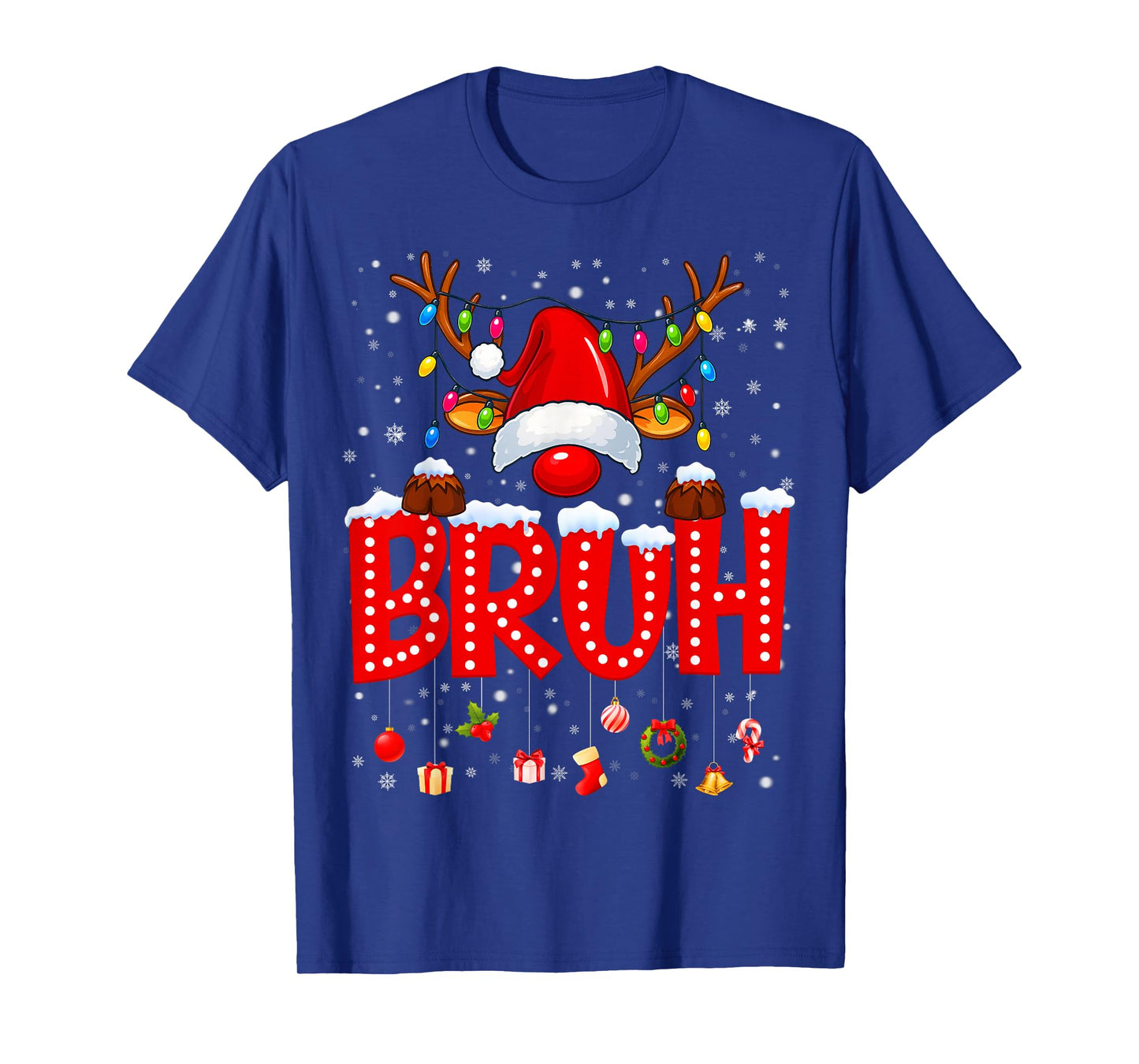 Bruh Reindeer Rudolph Pajamas PJs Christmas Xmas Men Boy Kid T-Shirt