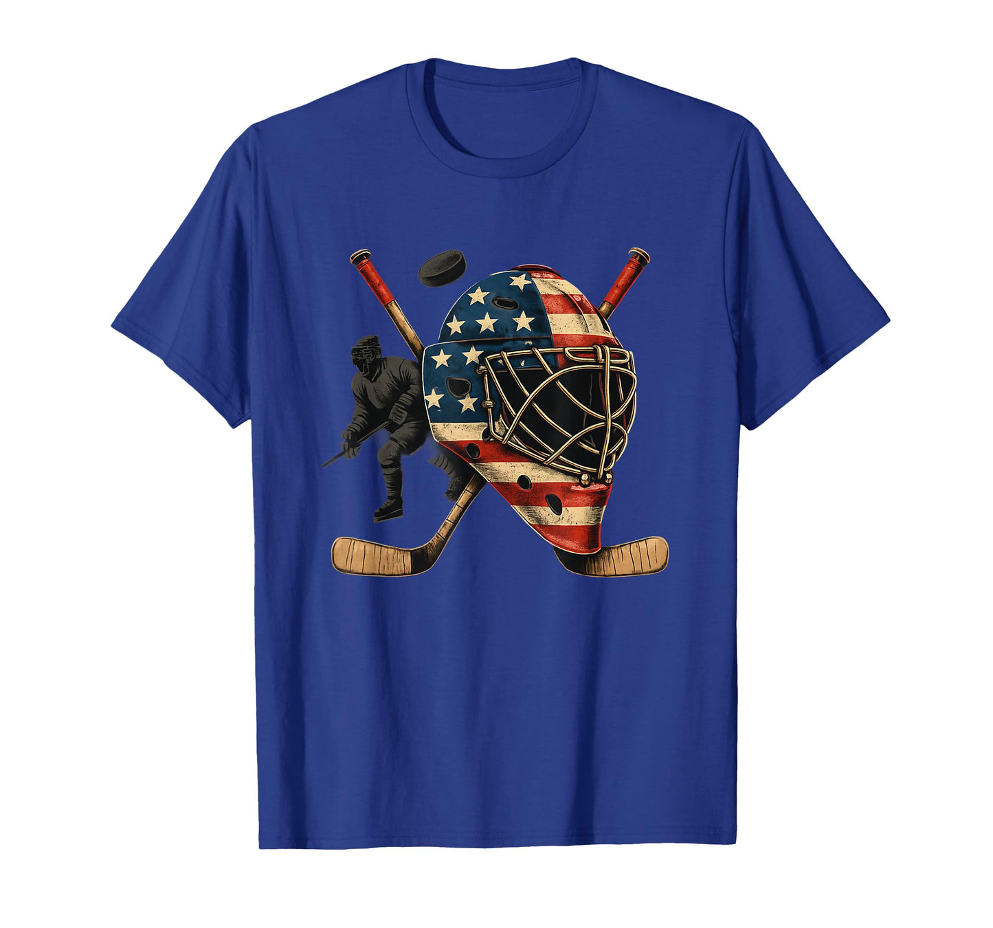 USA Goalie Helmet Ice Hockey Shirt 4th of July Sportswear T-Shirt