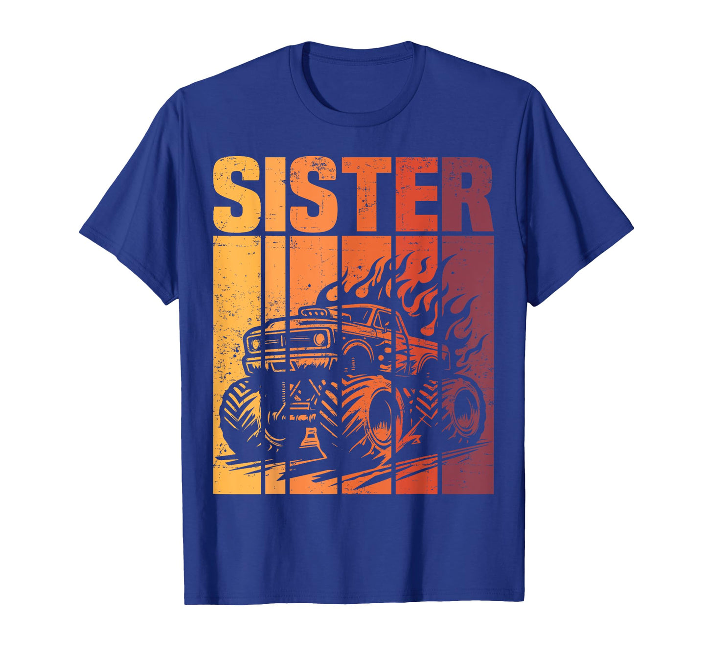 Retro Monster Truck Sister Matching Family Birthday Party T-Shirt