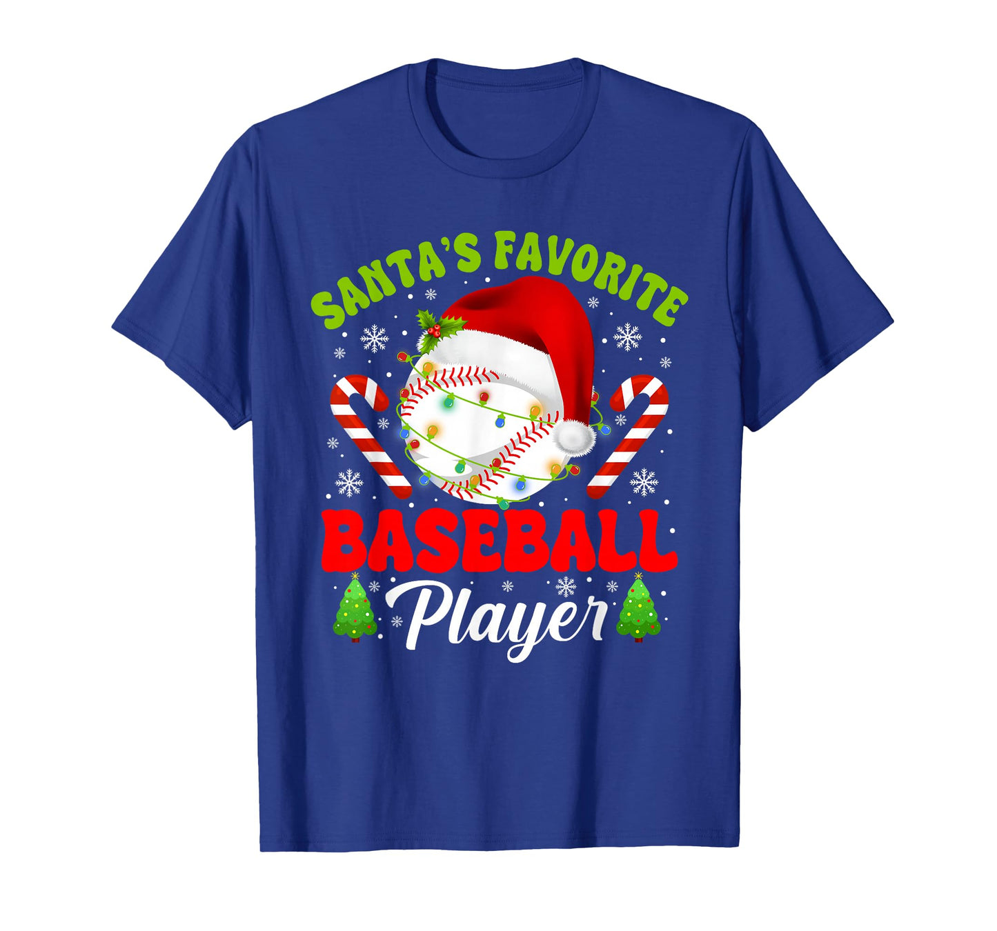Santa's Favorite Baseball Player Christmas Pajamas Men Boys T-Shirt