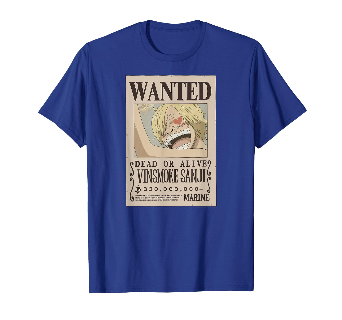 One Piece Anime Vinsmoke Sanji Wanted Poster T-Shirt