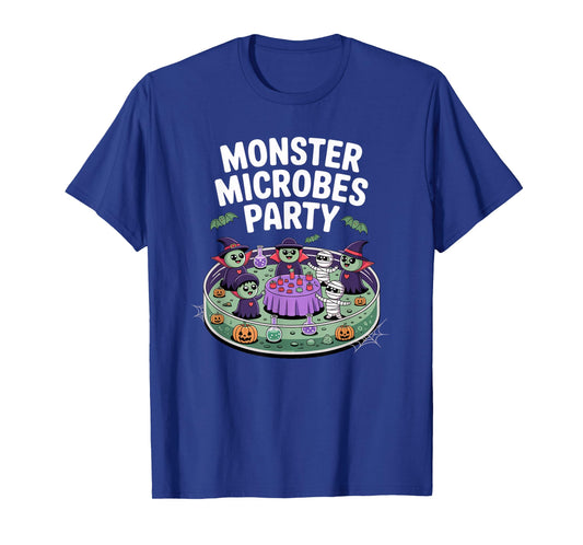 Monster microbes Party, Science and Microbiology Halloween T-Shirt