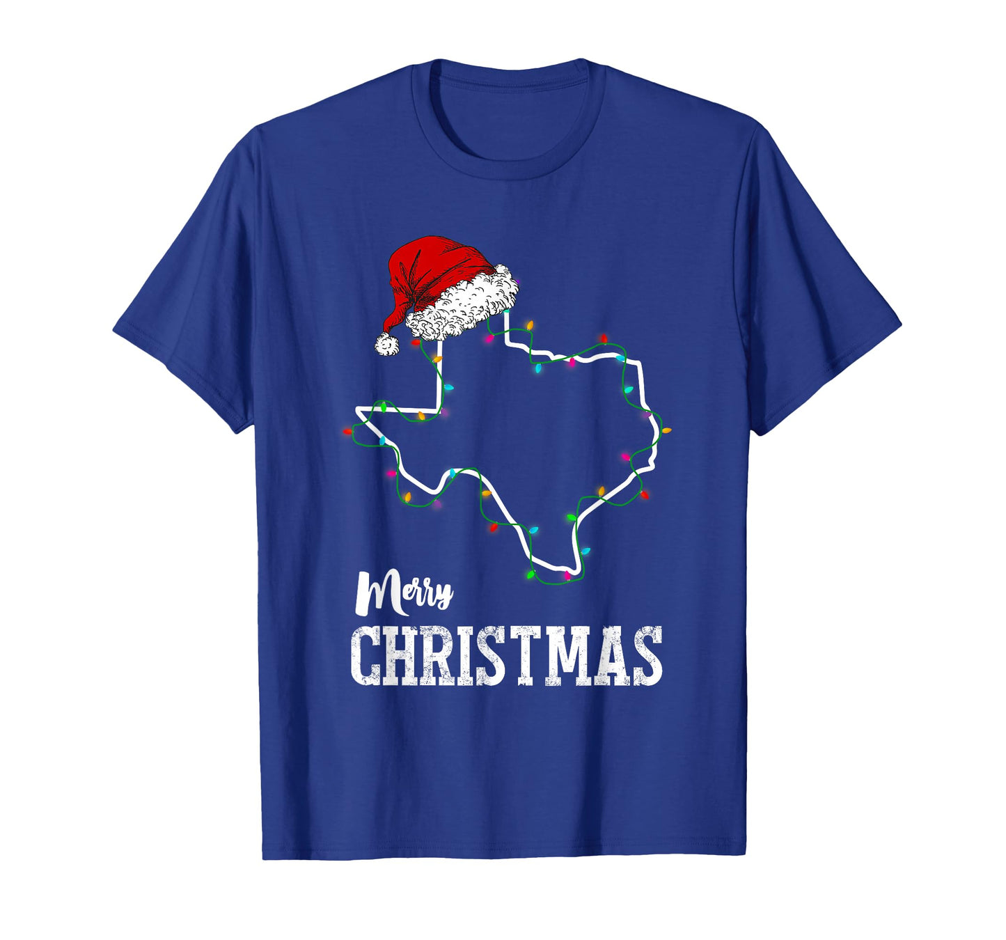 Merry Christmas Texas Christmas Light Santa Hat Pajama T-Shirt
