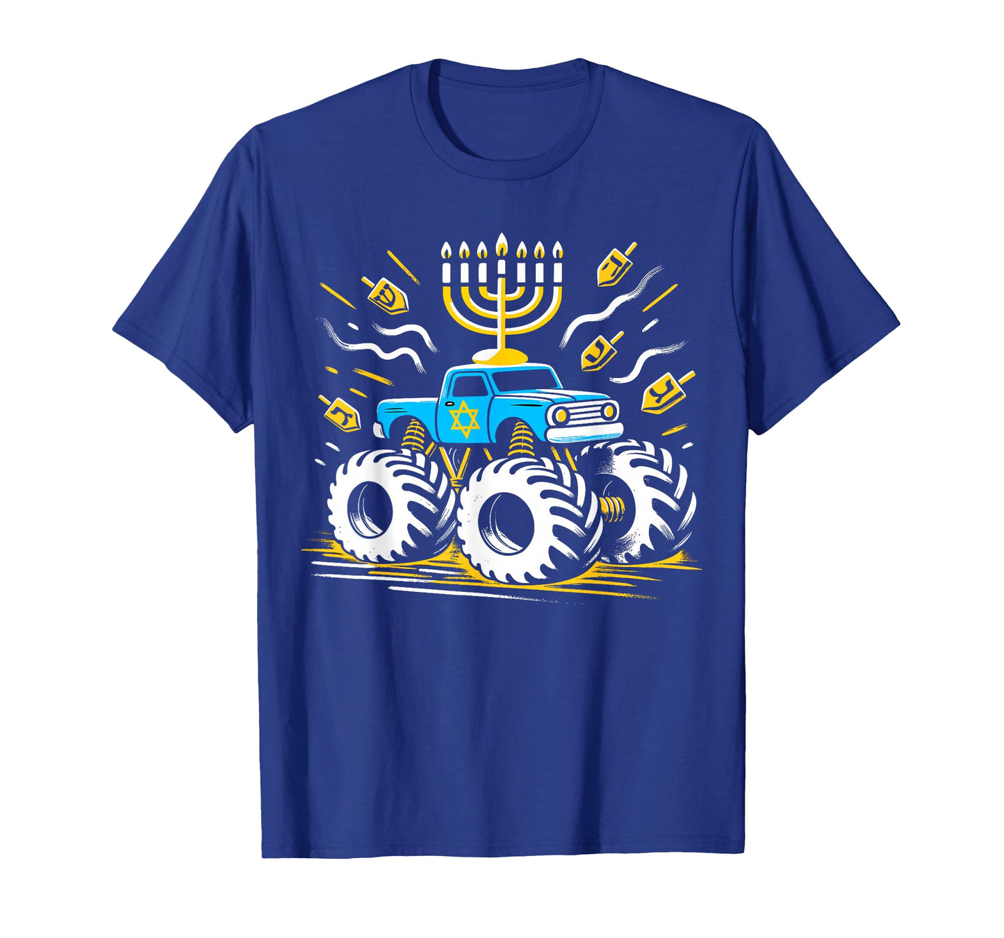 Monster Truck Menorah Dreidel Toddler Boys Hanukkah T-Shirt