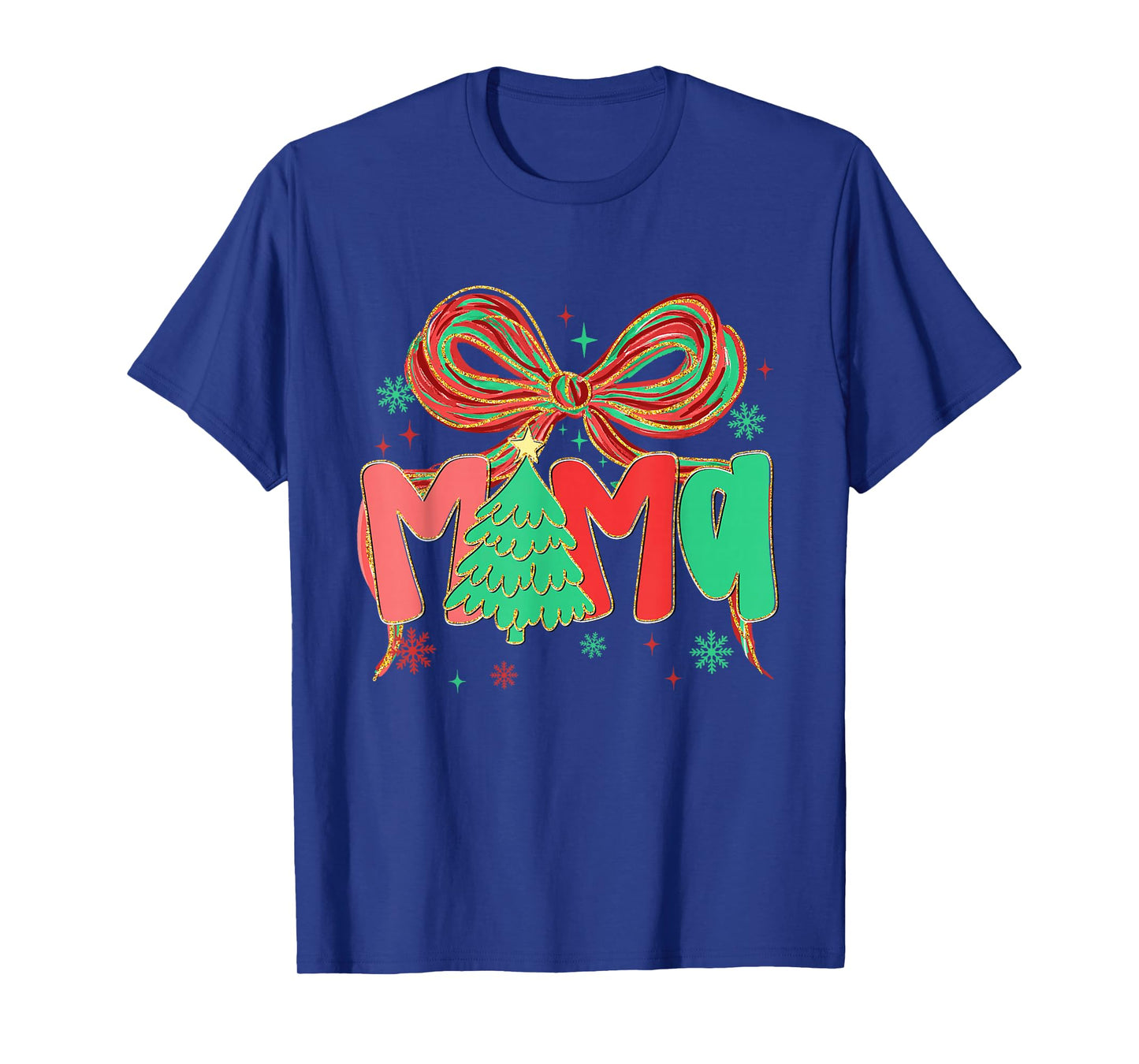 Coquette Bow Mama Christmas Tree Festive Holiday Xmas Mom T-Shirt