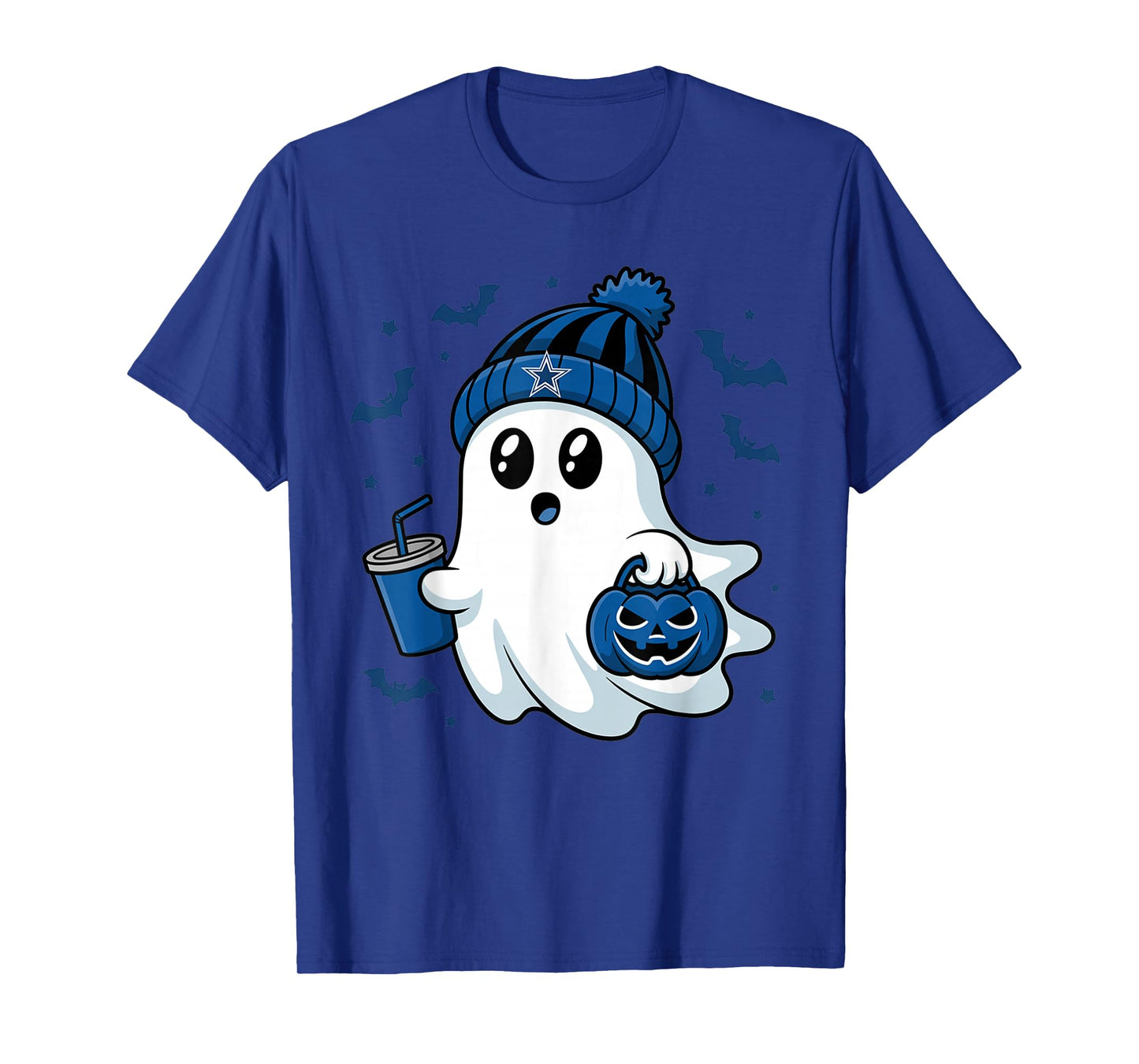 Vintage Dallas Ghost Cute Ghost Halloween Blue Pumpkin T-Shirt