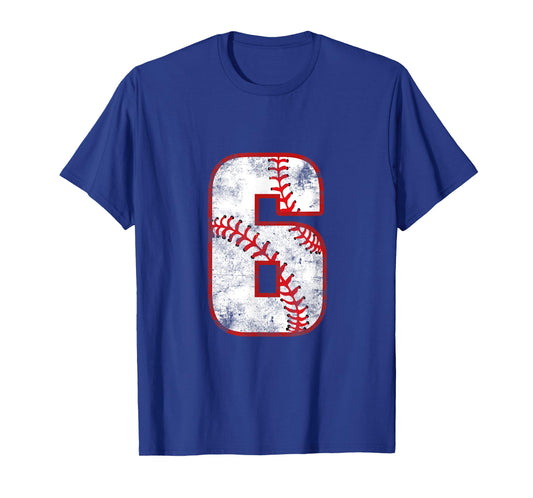 Vintage Baseball 6 Jersey Number T-Shirt