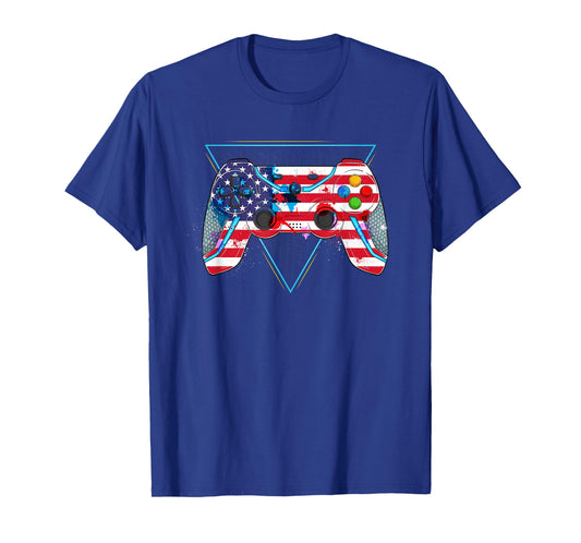 Patriotic Gamer Red White Blue 4th of July Video Game Kids T-Shirt