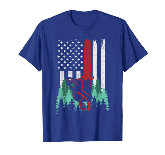 Funny Thin Red Line Logger Arborist Lumberjack American Flag Women Men T-Shirt