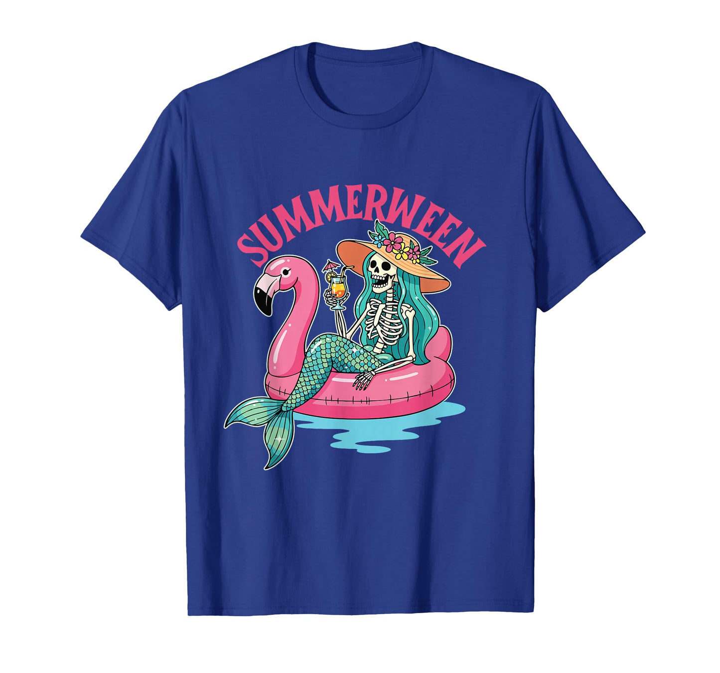 Summerween - Mermaid Skeleton Spooky Halloween Costume T-Shirt