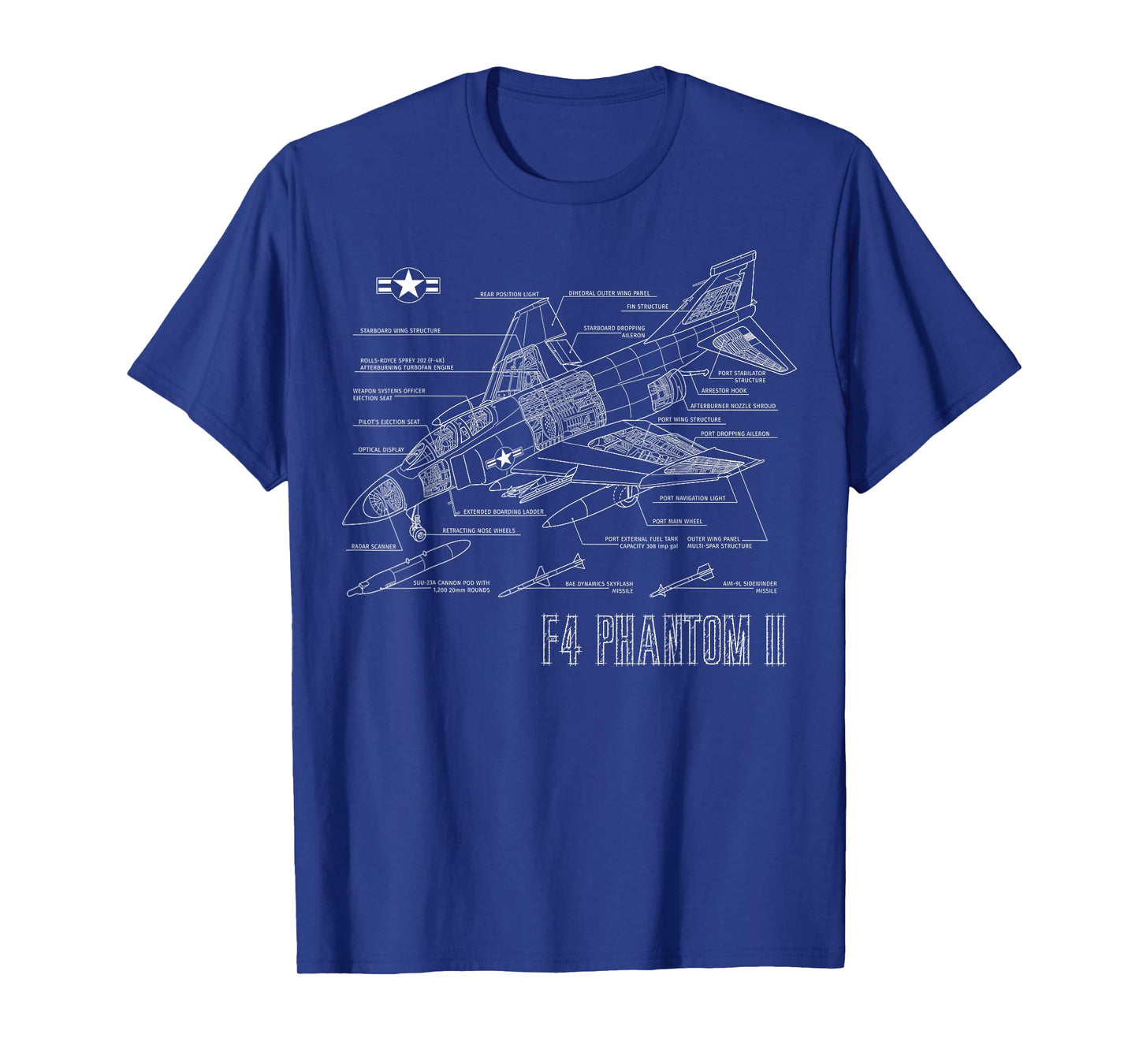Vintage F4 Phantom II Jet Military Aviation Blueprint Gift T-Shirt