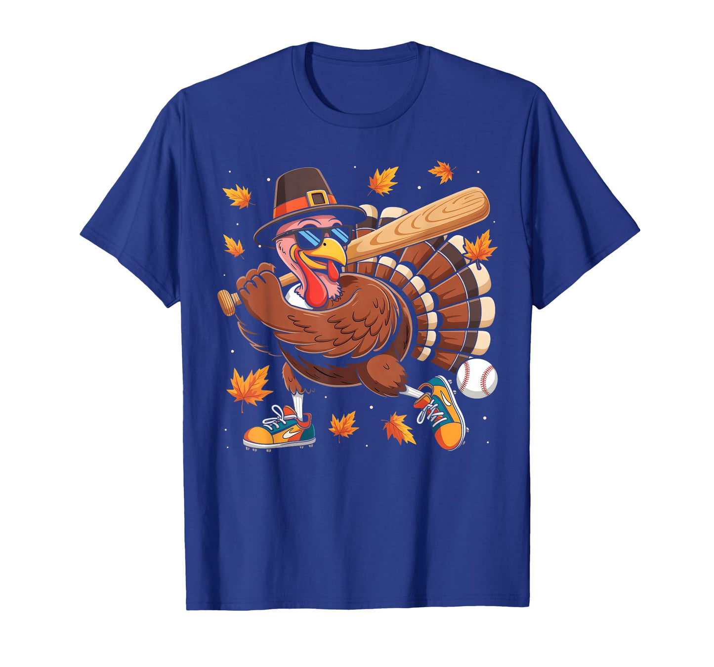 Funny Turkey Baseball Game Day Thanksgiving Men Boy Kids T-Shirt