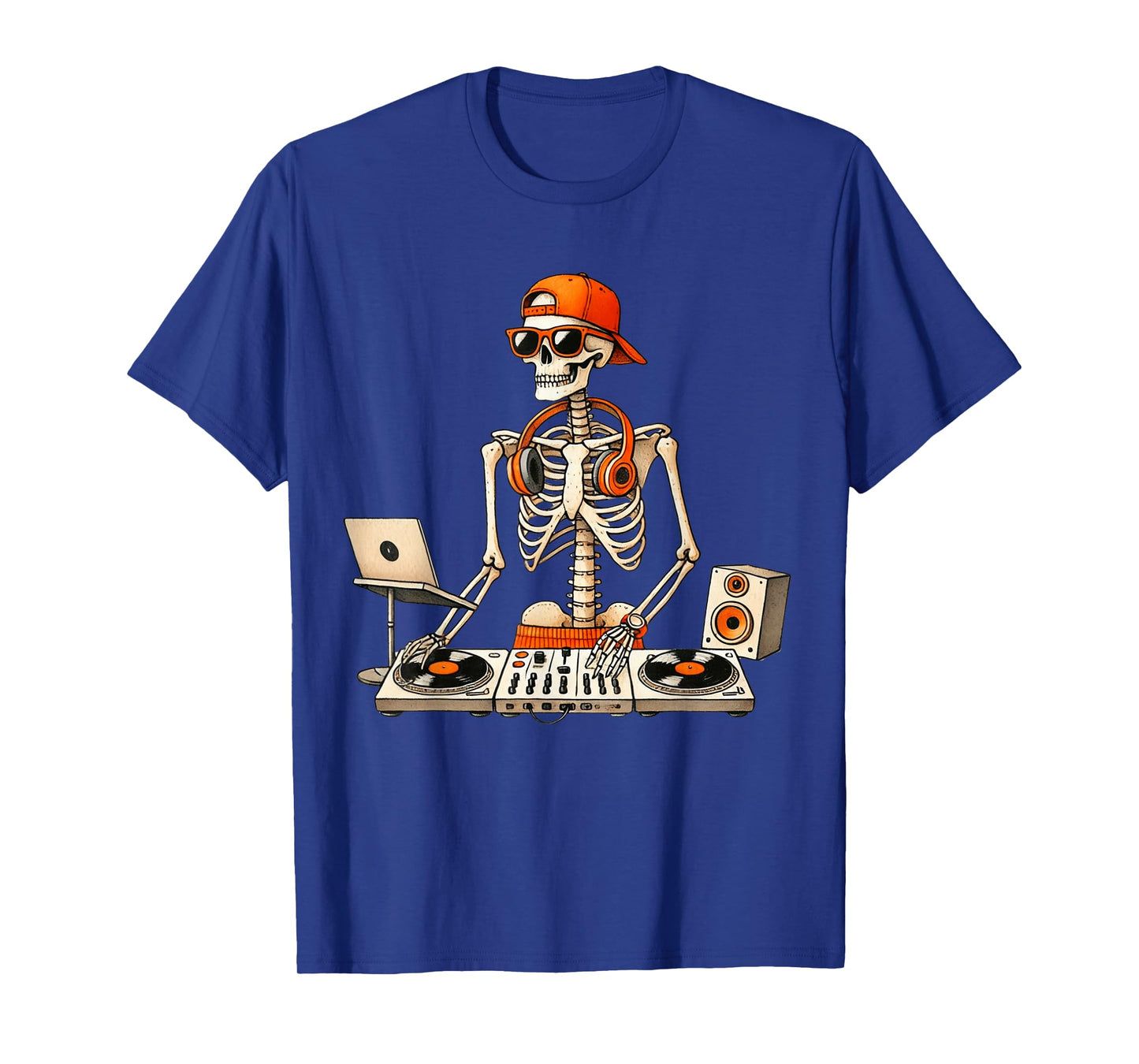 Skeleton DJ Halloween Costume Turntable Music Funny Men Boys T-Shirt