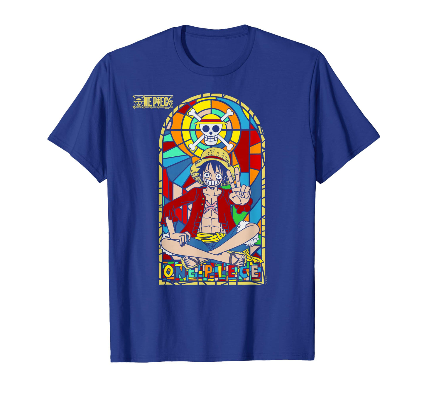 One Piece Anime Monkey D. Luffy Stained Glass Window T-Shirt