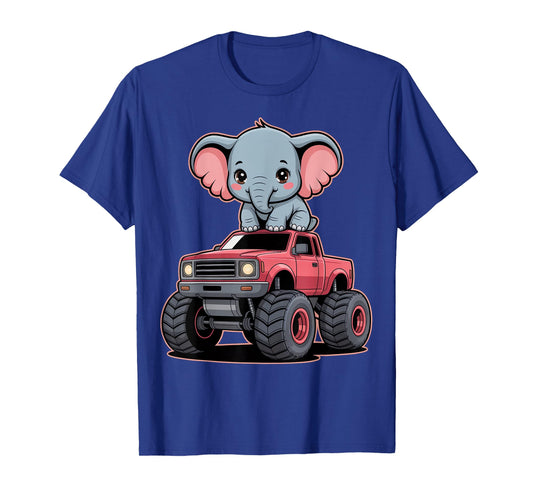 Cute Elephant On Monster Truck T-Shirt