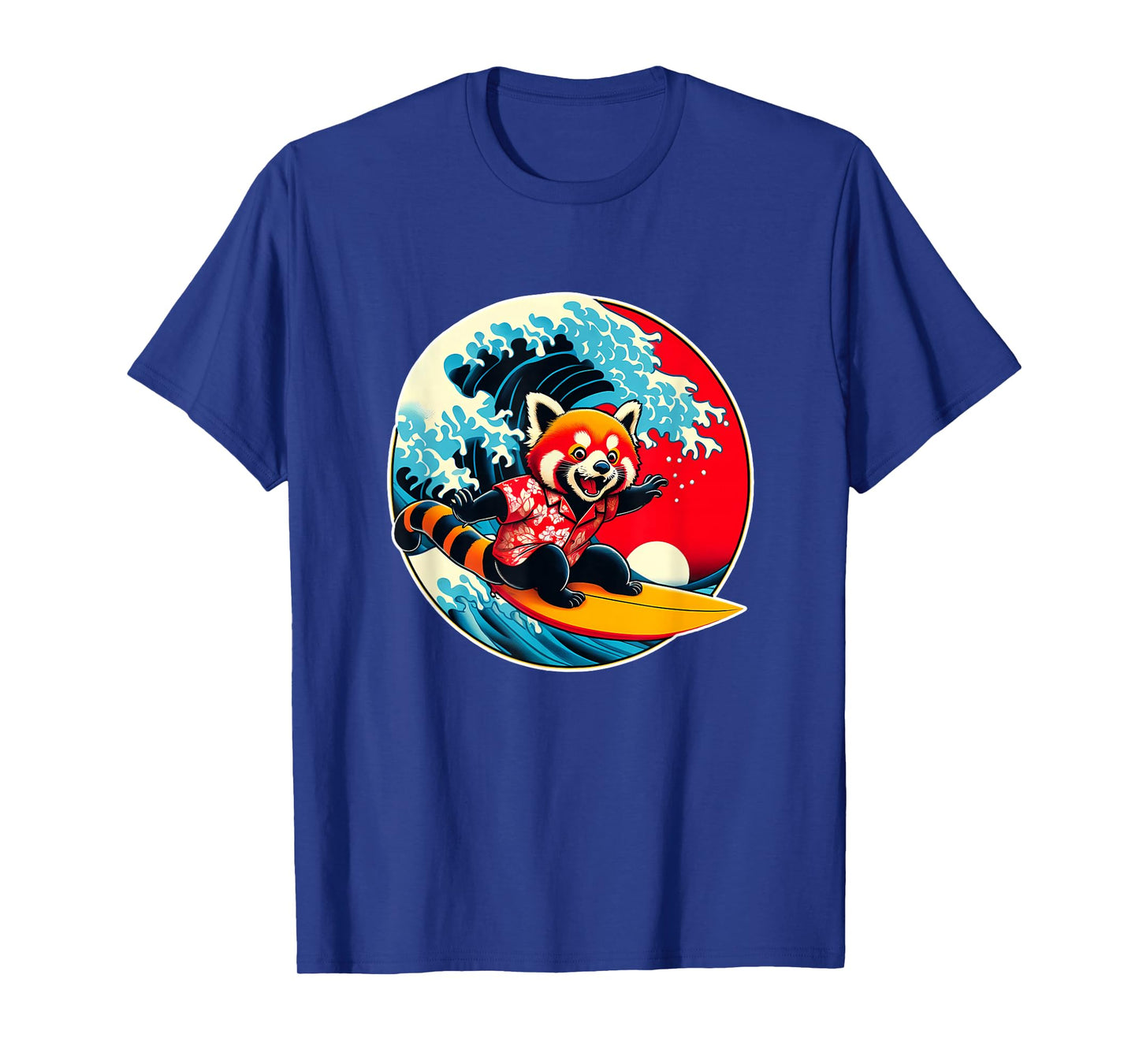 Great Wave Kanagawa Red Panda Surfing T-Shirt
