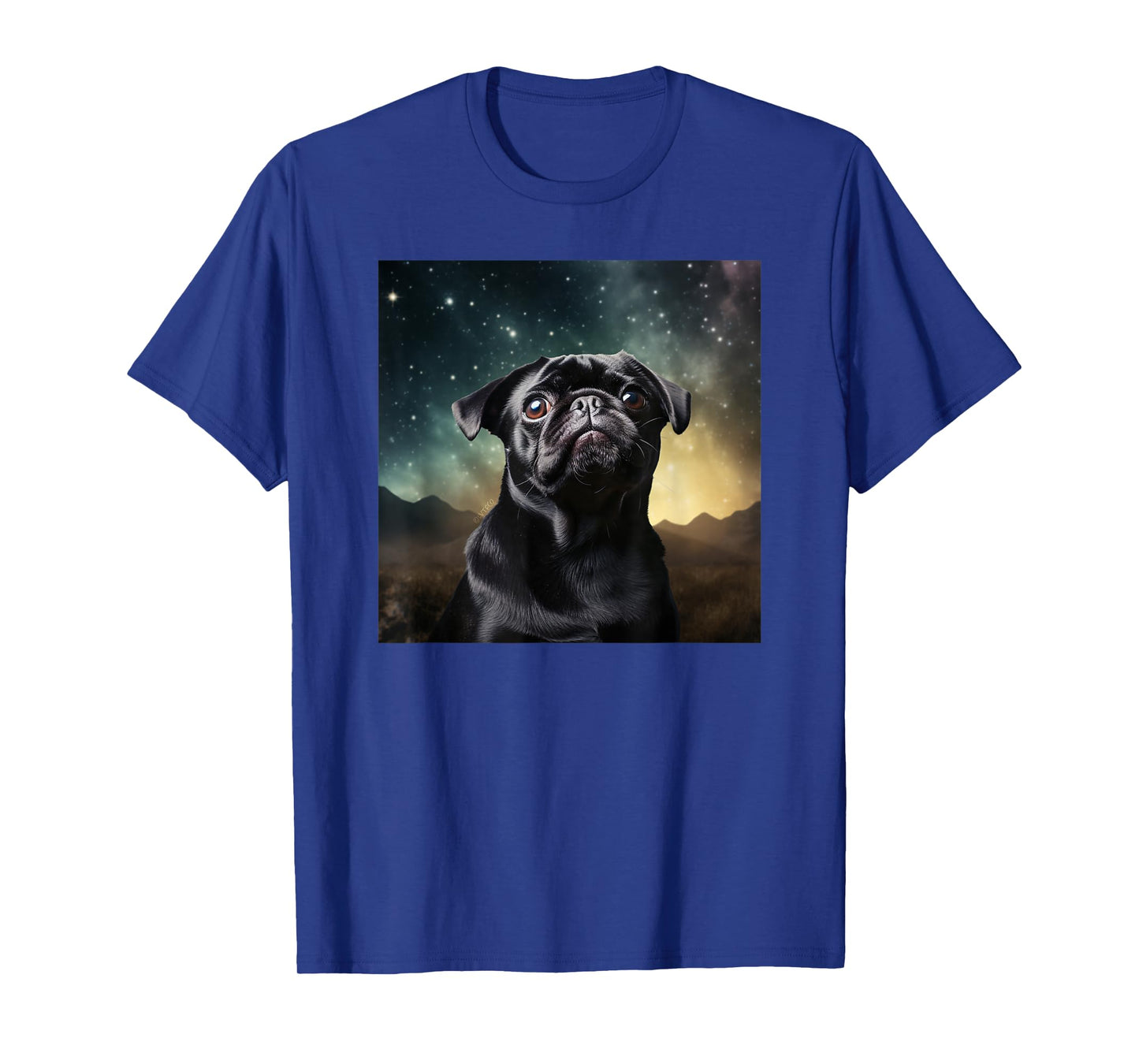 Funny Pug in Space Cute Pug Face T-Shirt