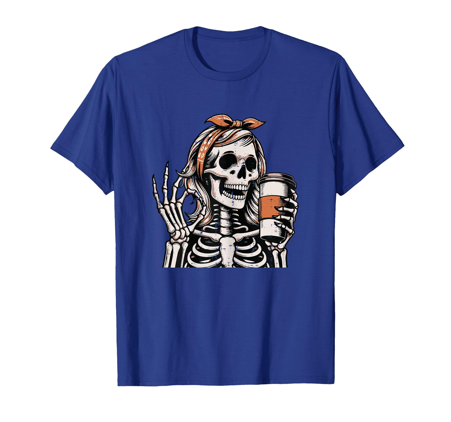 Halloween Skeleton Woman Ok Hand Coffee Costume Women Girls T-Shirt