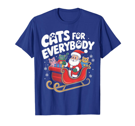 Cats For Everybody Christmas Cat Funny Xmas Women Santa T-Shirt