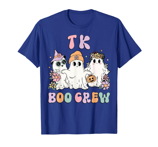 TK Boo Crew Retro Groovy Halloween Floral Ghost TK Teacher T-Shirt
