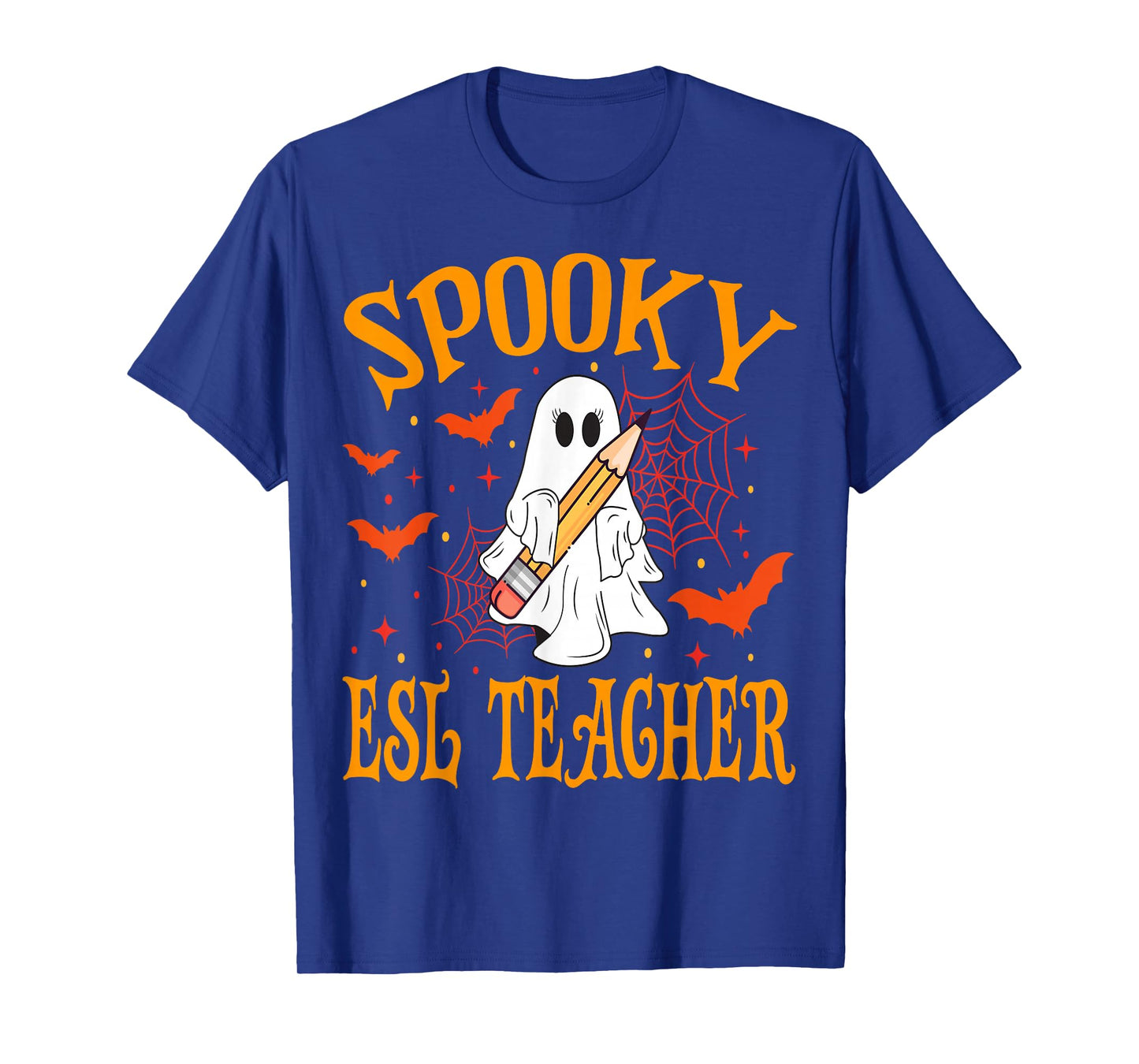 Spooky ESL Teacher Ghost Funny Halloween School Women T-Shirt