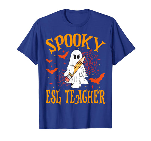 Spooky ESL Teacher Ghost Funny Halloween School Women T-Shirt