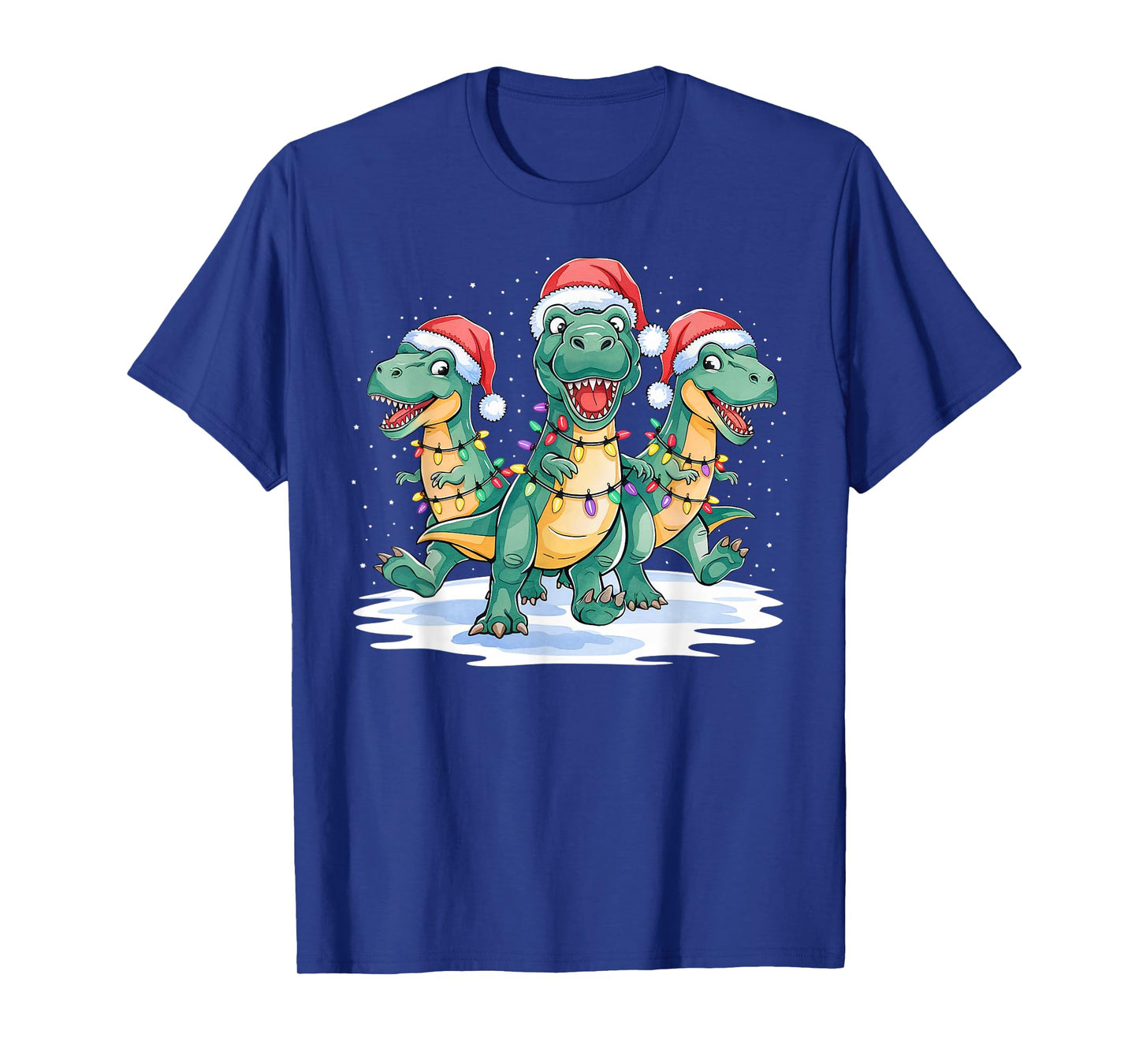 Funny Christmas Santa Reindeer Cute Dinosaur Santa Christmas T-Shirt
