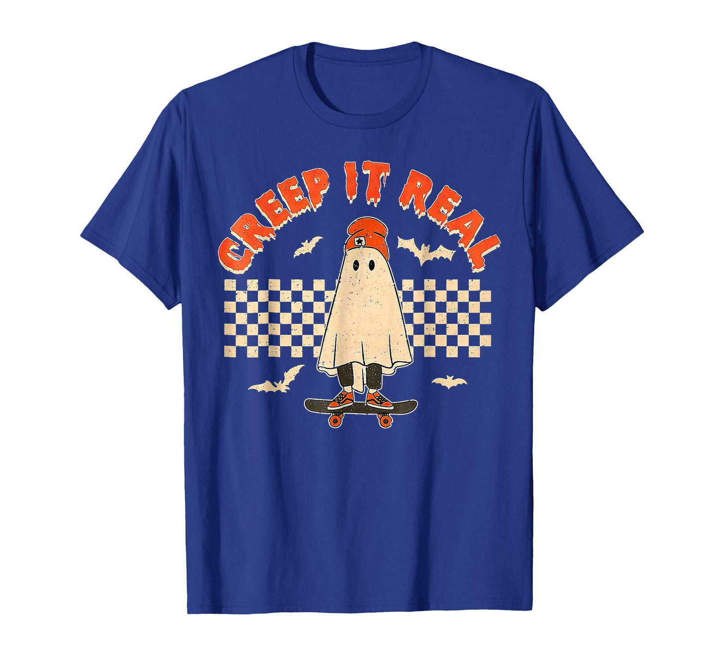 Creep It Real Skateboarding Ghost Retro Halloween Costume T-Shirt