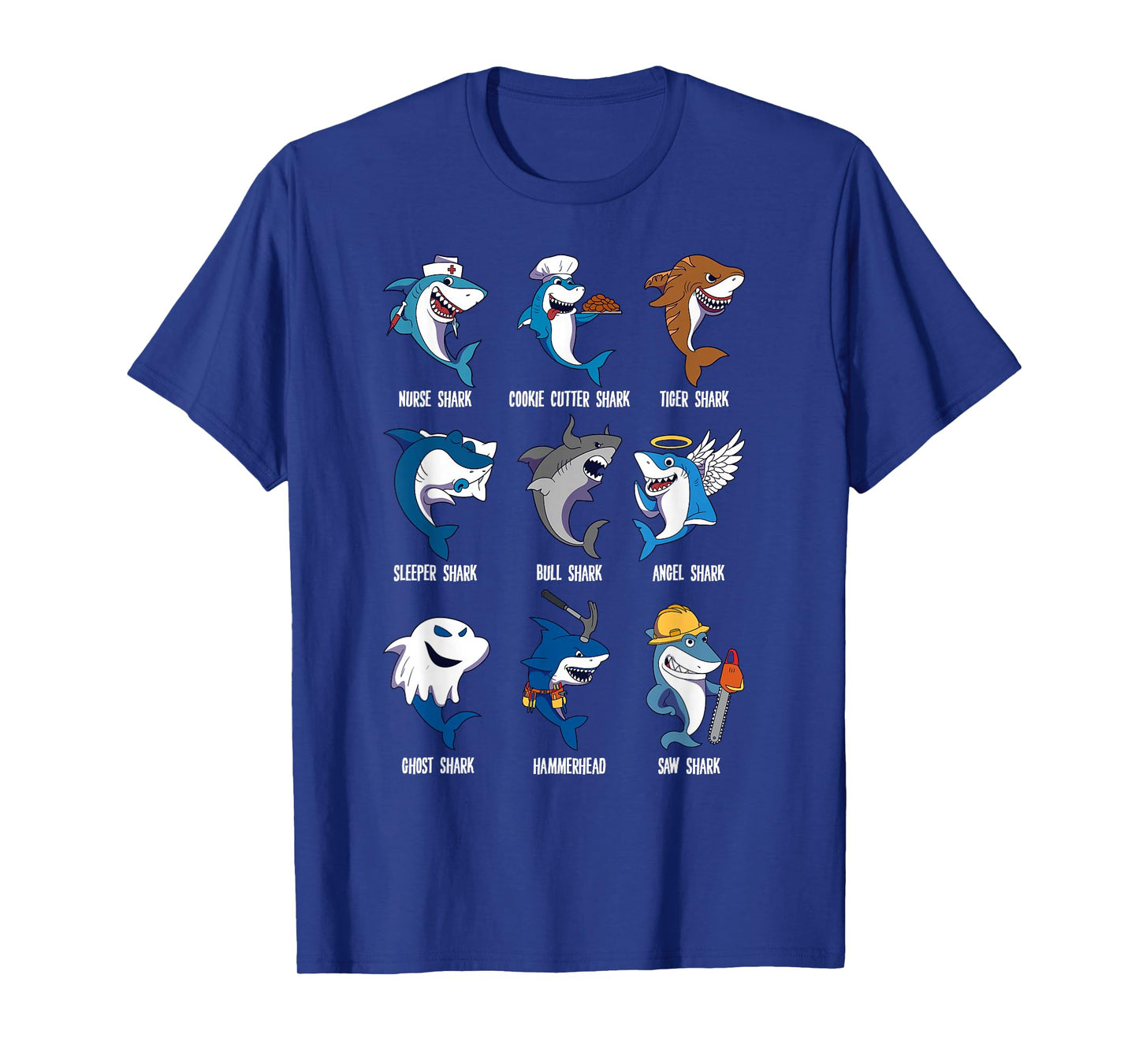 Types of Sharks Pun Ocean Marine Biology Fishing Shark Lover T-Shirt