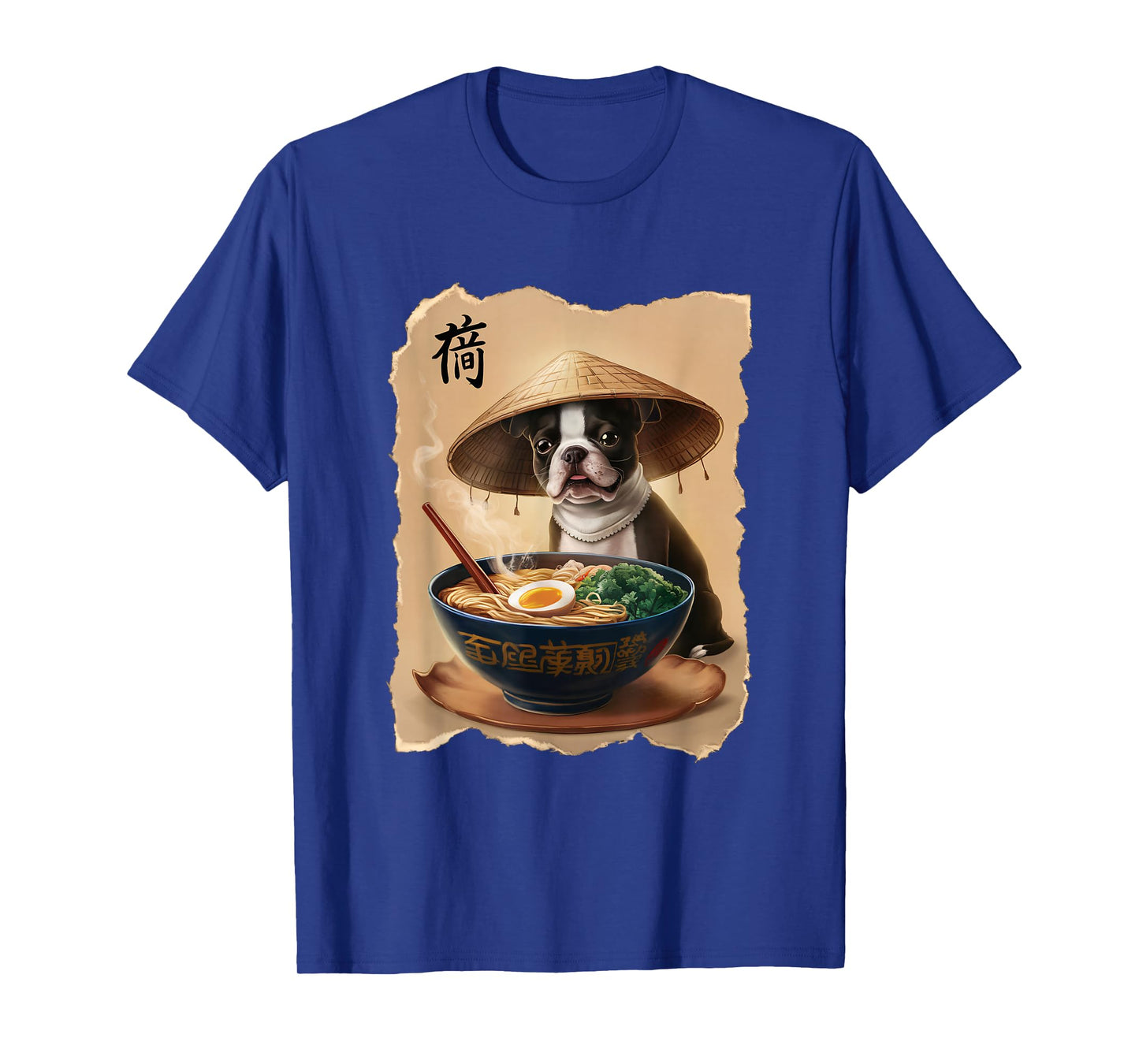 Men Woman Kawaii Eating Ramen Japanese Boston Terrier T-Shirt