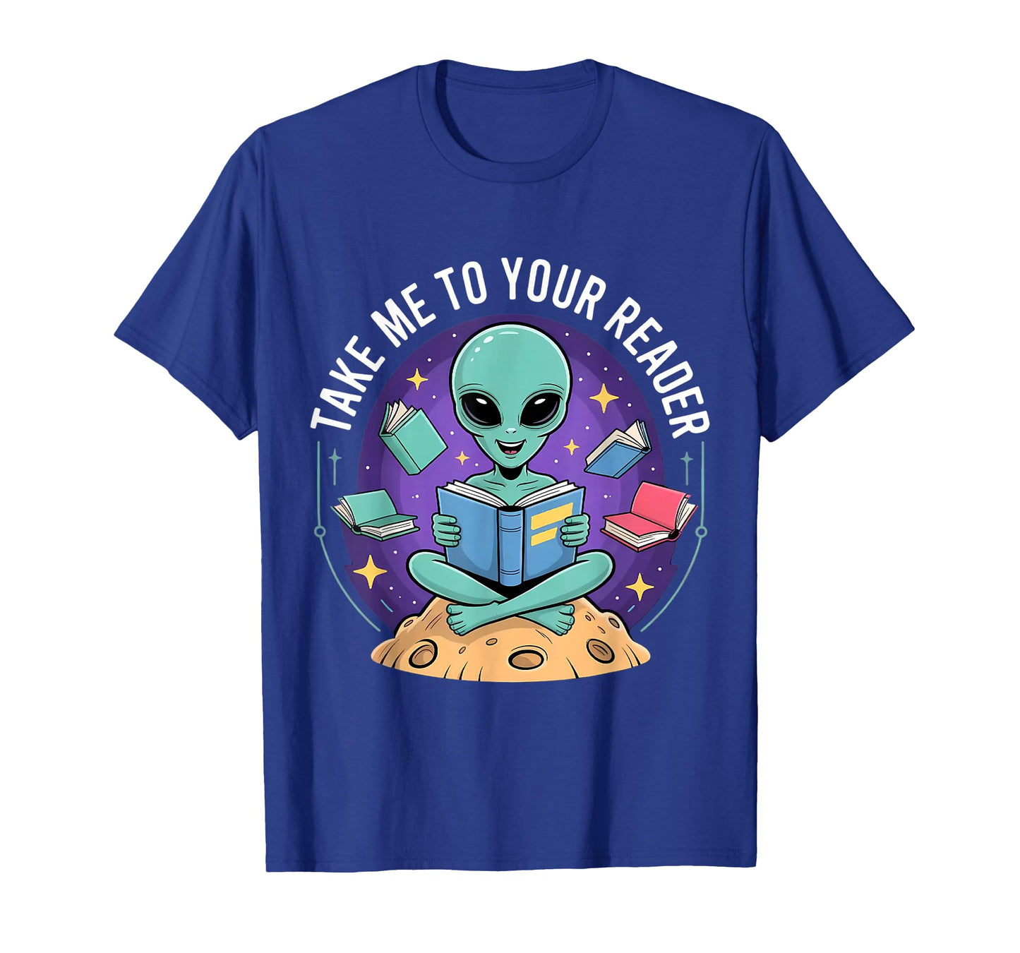 Alien Reader Reading Teacher Librarian Book Lover T-Shirt
