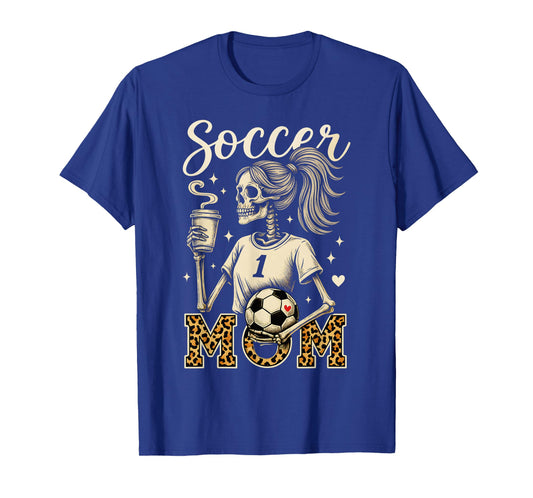 Soccer Mom Skeleton Coffee Leopard Style Vintage Halloween T-Shirt