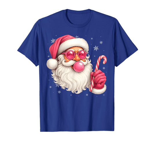 Pink Candy Cane Santa Bubble Gum Christmas Sunglasses T-Shirt