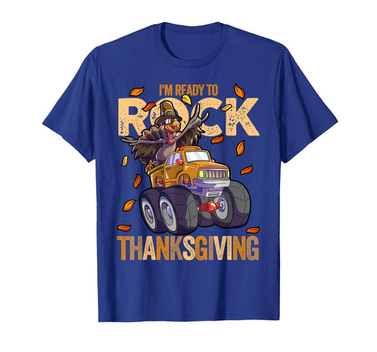 Funny Turkey Monster Truck Thanksgiving Kids Boys Turkey T-Shirt