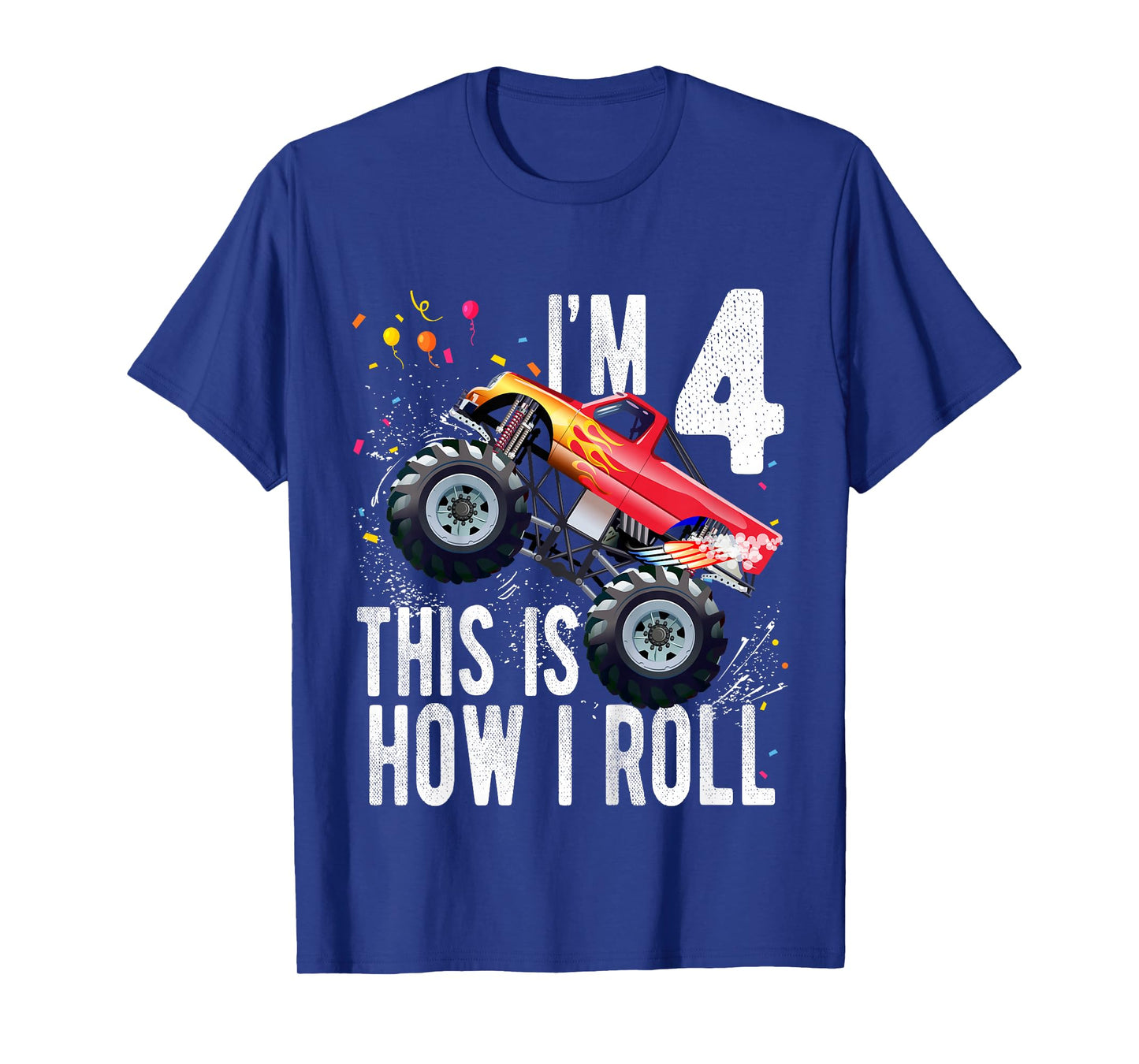 Kids 4 Year Old Shirt 4th Birthday Boy Monster Truck Car T-Shirt