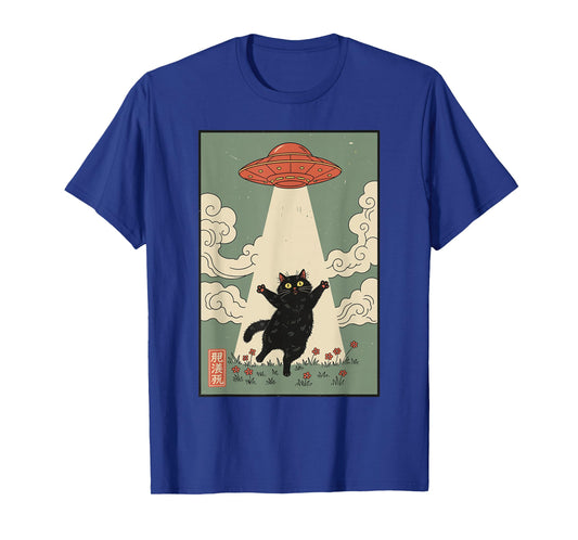 Vintage Japanese Cats Aliens Cat UFO T-Shirt