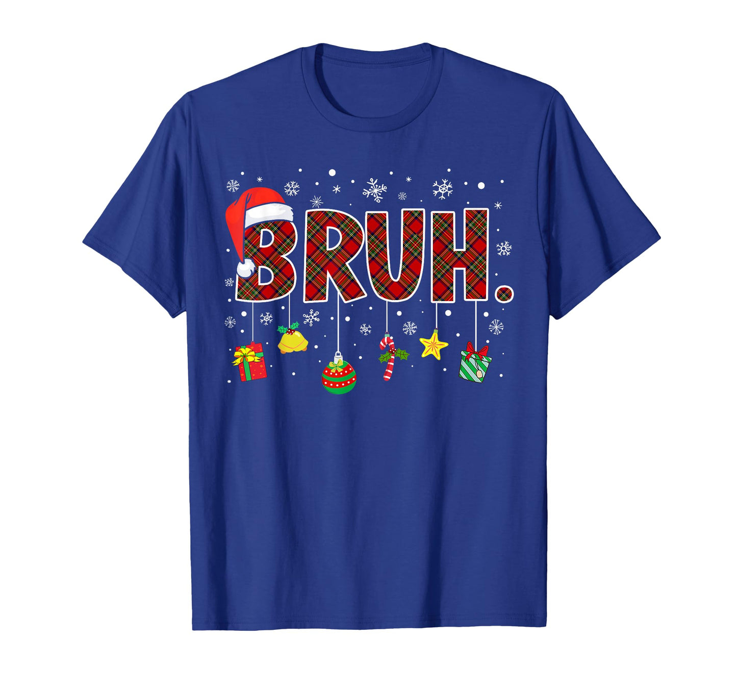 Bruh Funny Christmas Red Plaid Teens Boys Kids Xmas Pajamas T-Shirt