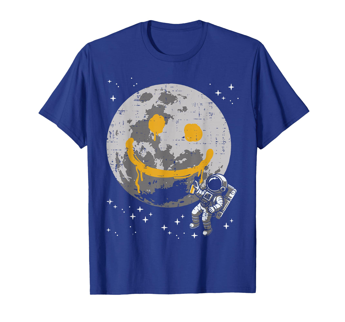 Astronaut Spray Paint Moon Smile Face Space Kids Women Men T-Shirt