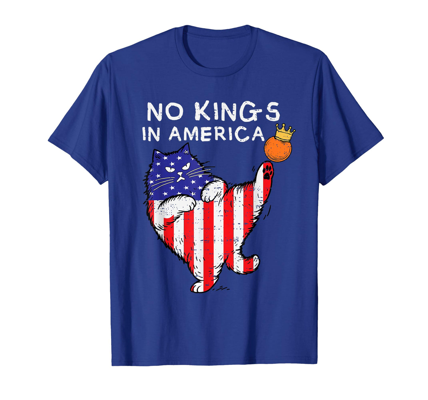 No Kings In America Funny Cat USA Protest Save Democracy T-Shirt