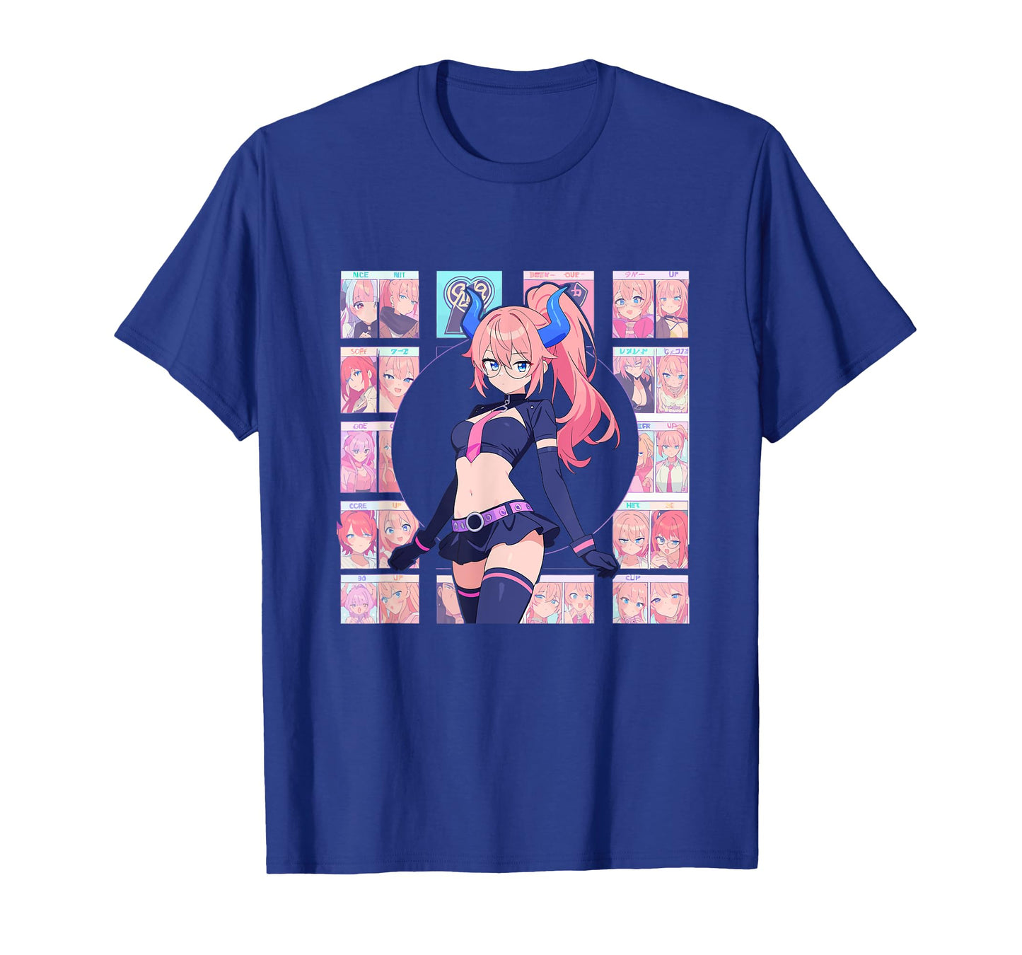 Waifu Sexy Anime Girl Horns Mini Skirt Japanese Retro Art T-Shirt