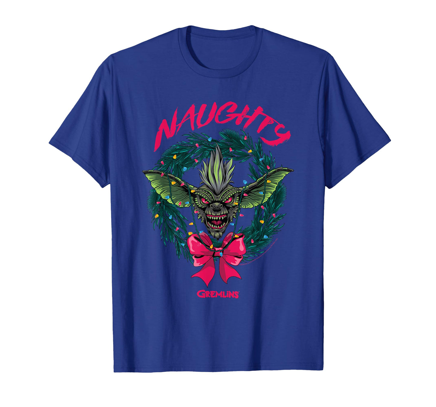 Gremlins Naughty Gremlin Wreath Retro Holiday Movie T-Shirt