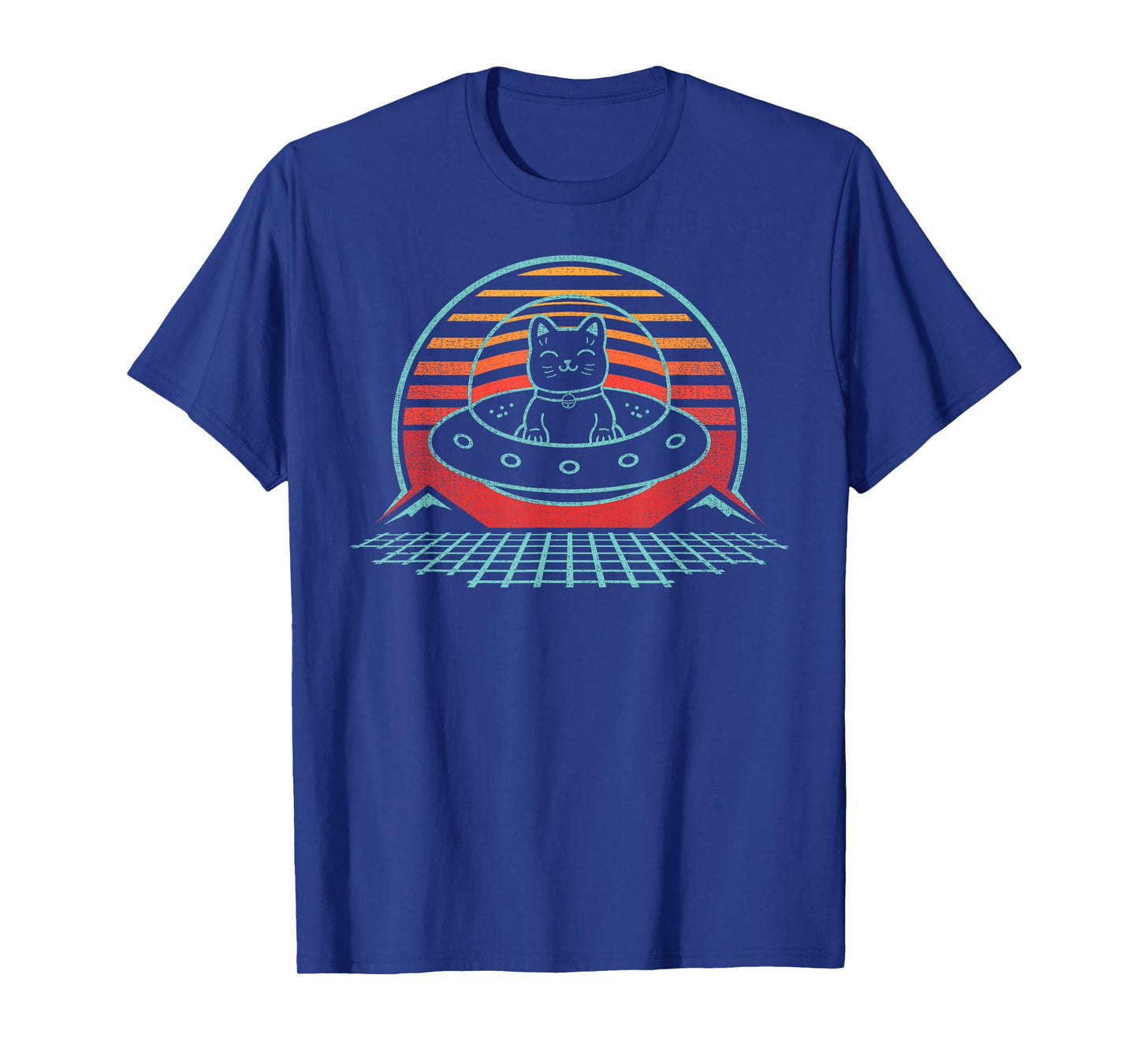 UFO Anime Space Cat Alien Retro Kawaii Funny T-Shirt