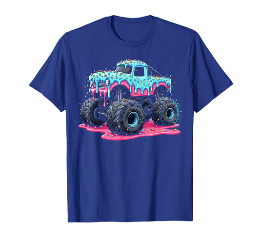 Ice Cream Drip Monster Truck Boys Cute Sprinkle Trucks T-Shirt