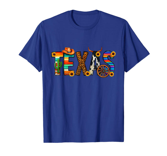 Retro Vibes TEXAS Text Design Bold Colors & Shining Stars T-Shirt