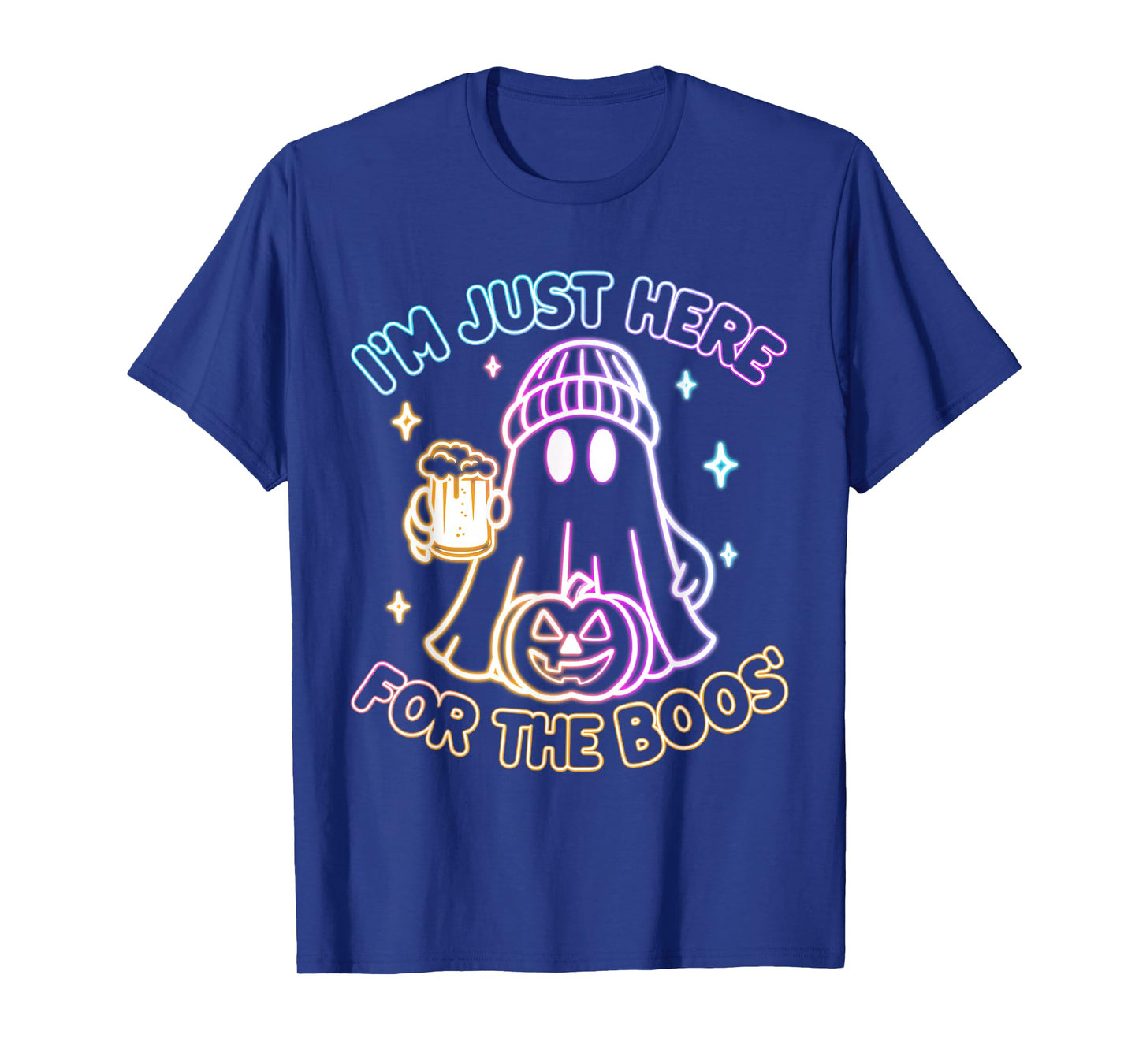 Groovy I'm Just Here For The Boos Halloween Glowing Graphic T-Shirt