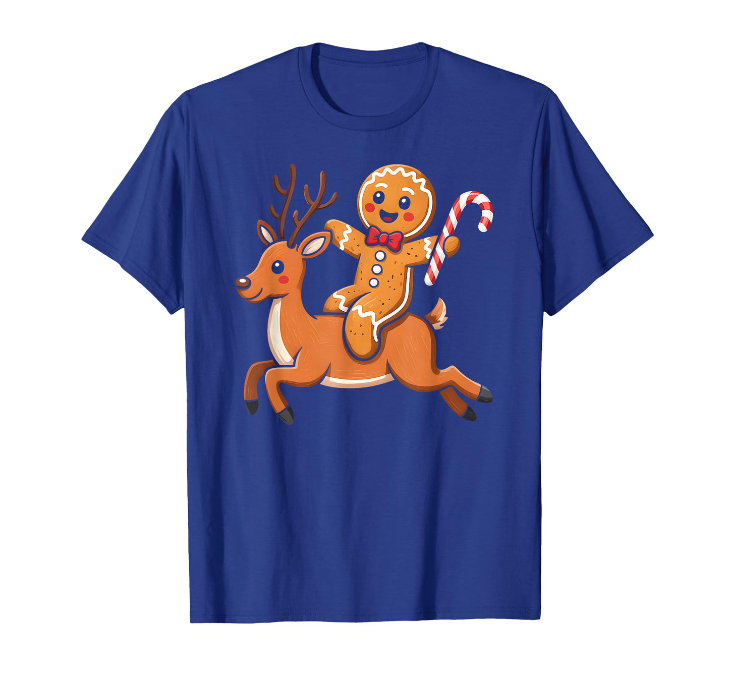 Gingerbread Riding Reindeer Christmas Boys Kids Xmas Pajamas T-Shirt
